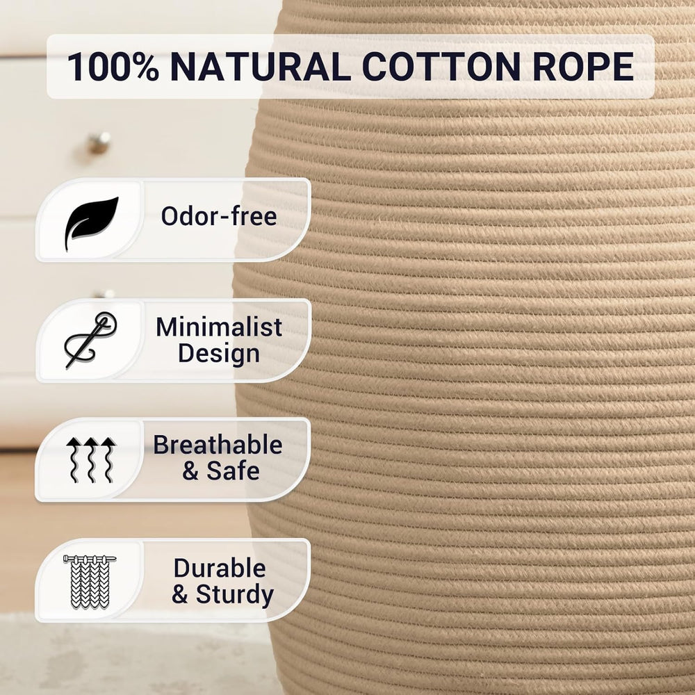 Extra Large Laundry Hamper Basket 105L Woven Blanket Basket, Jute Brown