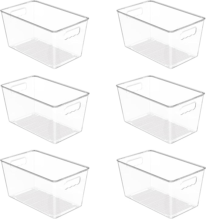 Vtopmart 6 PCS Clear Plastic Storage Bins, Pantry Organizer Containers by Vtopmart