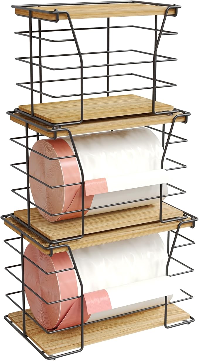 3 Pack Trash Bag Holder/Dispenser, Stackable Storage Laundry Kitchen Organizers by GIGIFTREE
