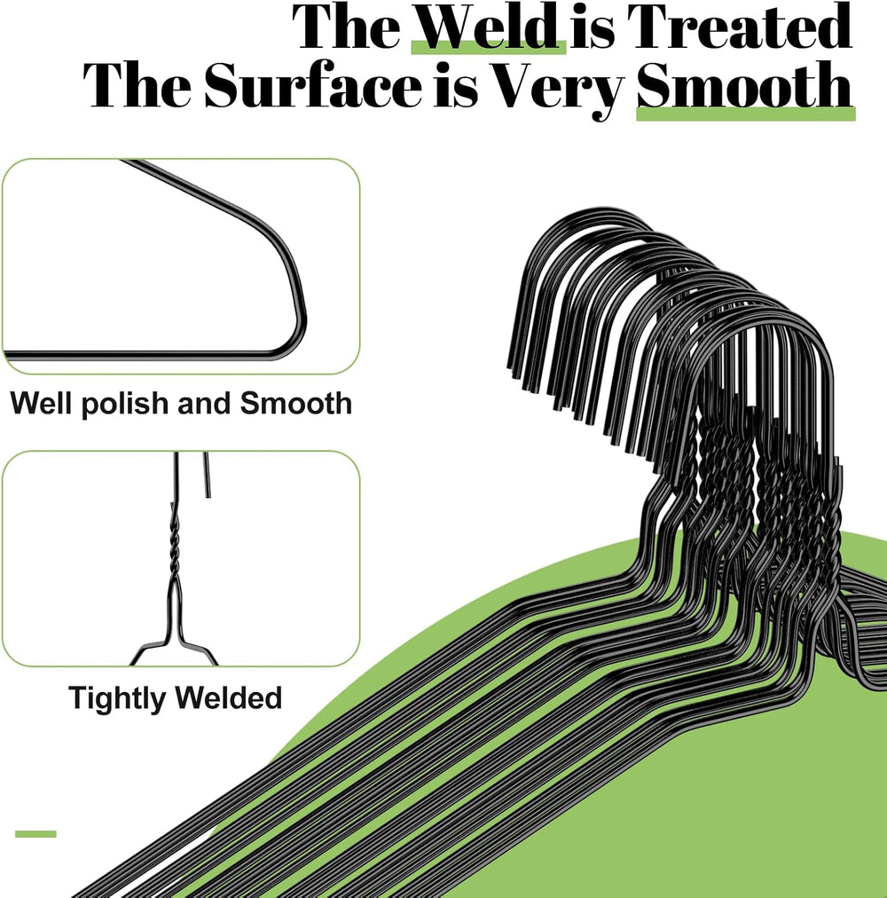 Wire Metal Clothes Hangers Bulk 100 Pack, Slim Space Saving Black