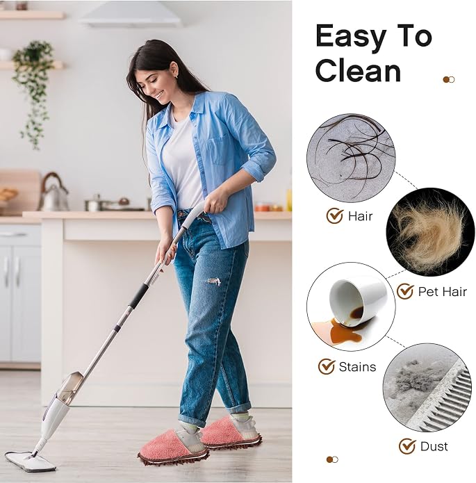 Jecery 2 Pair Microfiber Slippers Floor Cleaning Chenille Mop Slippers Base - Image 5