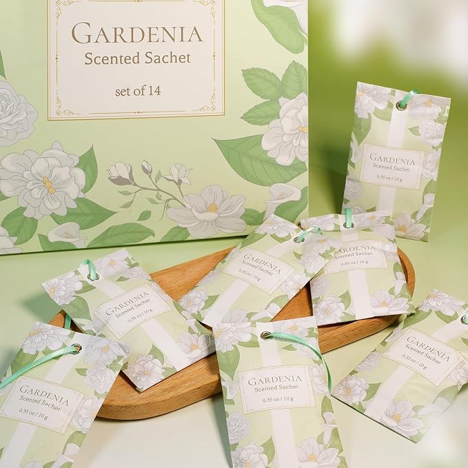 SCENTORINI Scented Sachets for Drawers and Closets, Gardenia Scent 14 Pack - Image 6