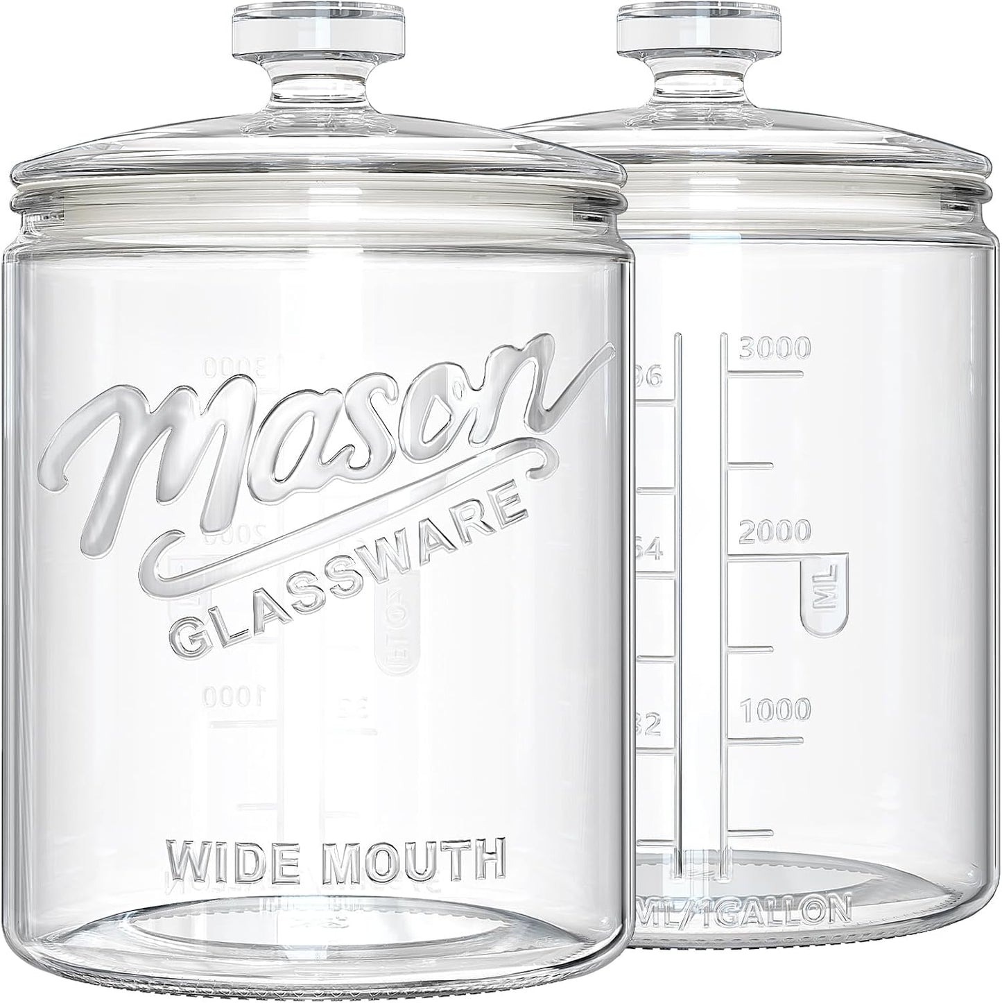 Ritayedet 2 Pack 1 Gallon Cookie Jars, Sourdough Starter Jar with Lids | Wide Mouth Food Storage Containers for Flour, Sugar, Sourdough Starter, Candy, Coffee, Dog Treat, Apothecary, Laundry