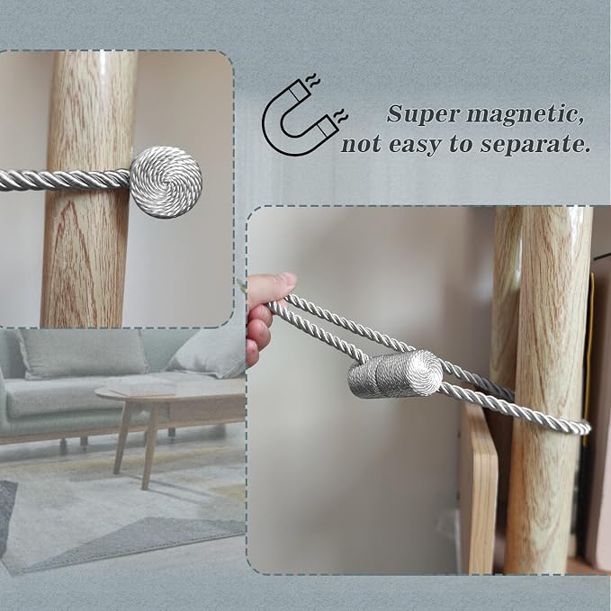 Hion Magnetic Curtain Tiebacks Grey 2pcs, Curtain Tiebacks Buckles Holdbacks - Image 7