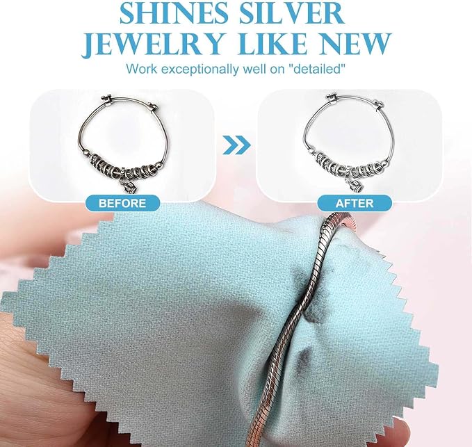 SEVENWELL 100pcs Jewelry Cleaning Cloth Turquoise Polishing Cloth - Image 3