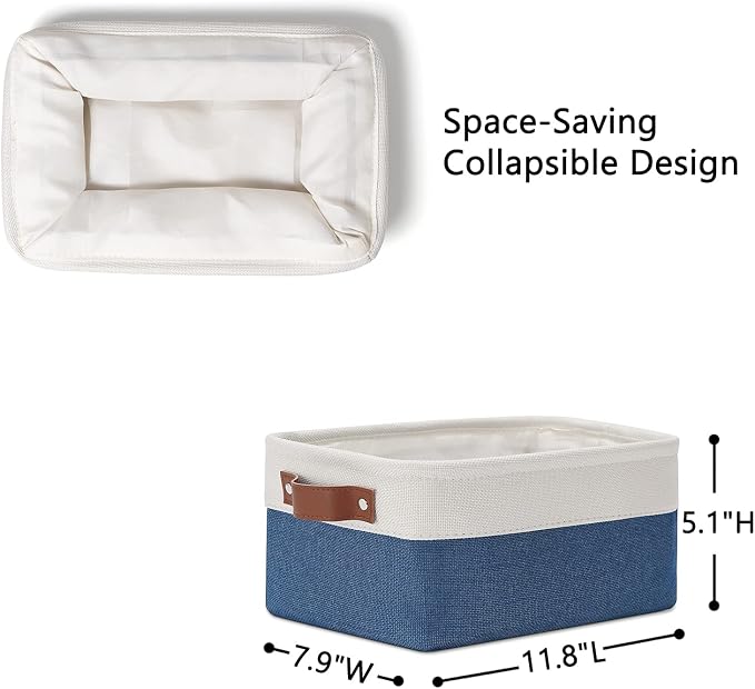 DULLEMELO Small Storage Bin, Small Fabric Rectangular Storage Basket - Image 2