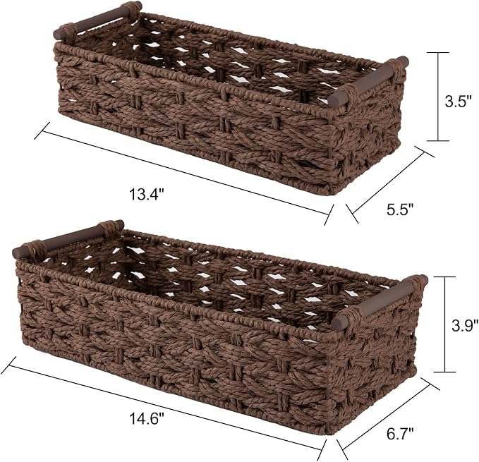 OIAHOMY Toilet Paper Baskets Handmade Paper Rope Decorative Wicker Storage Tank - Image 3