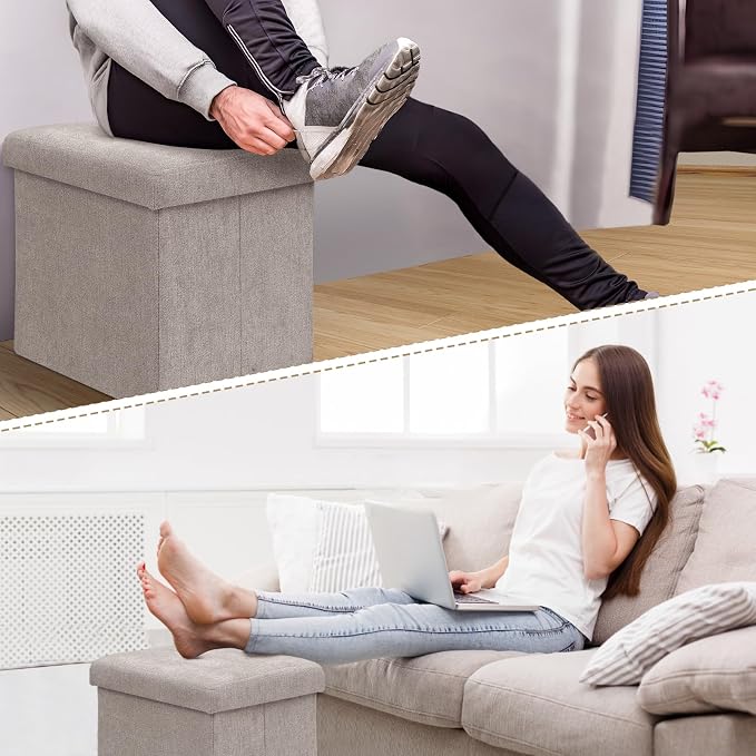 Athena Collection 15" Storage Ottoman Bench Folding Bench - Image 7