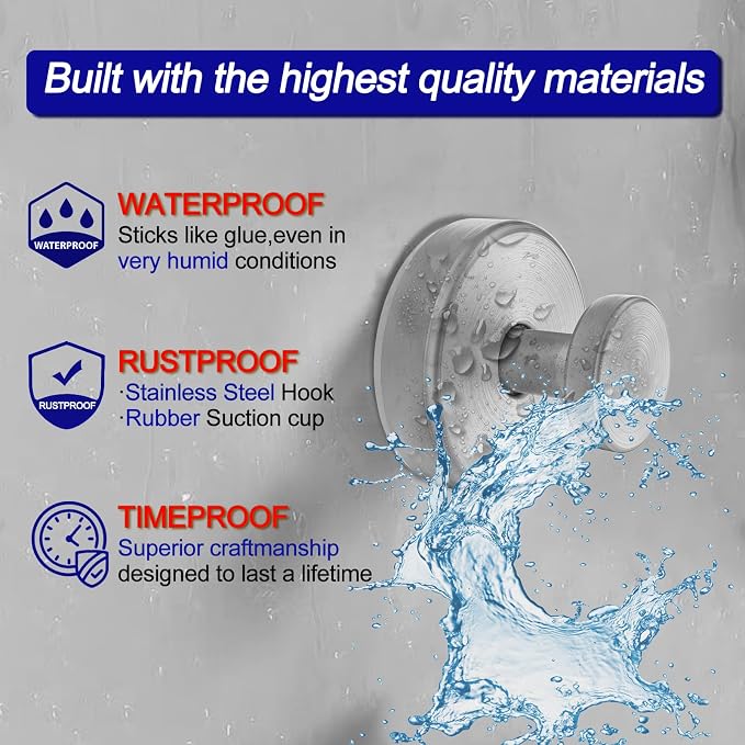 Suction Cup Hooks for Shower, Removable Towel Hooks for Bathroom Window Glass - Image 2