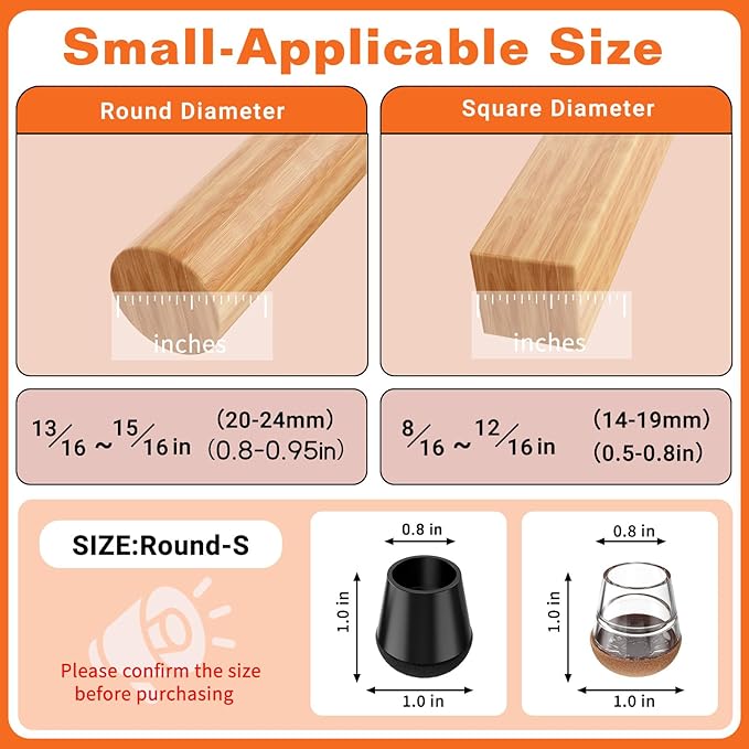 Chair Leg Floor Protectors Small 24Pcs, Silicone Chair Leg Protectors - Image 2