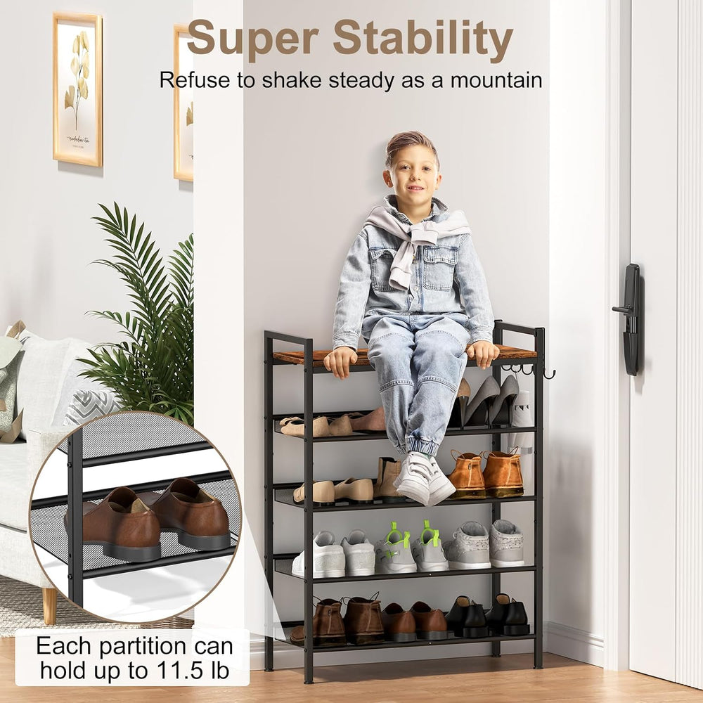 Refrze Shoe Rack for Front Door Entrance, 4 Tier Height-Adjustable Metal Shoe...