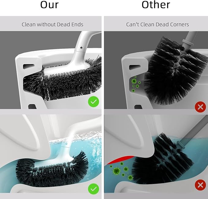 HAMITOR Toilet Bowl Brush Holder Set: 2 Pack Bathroom Deep Cleaning Toilet - Image 3