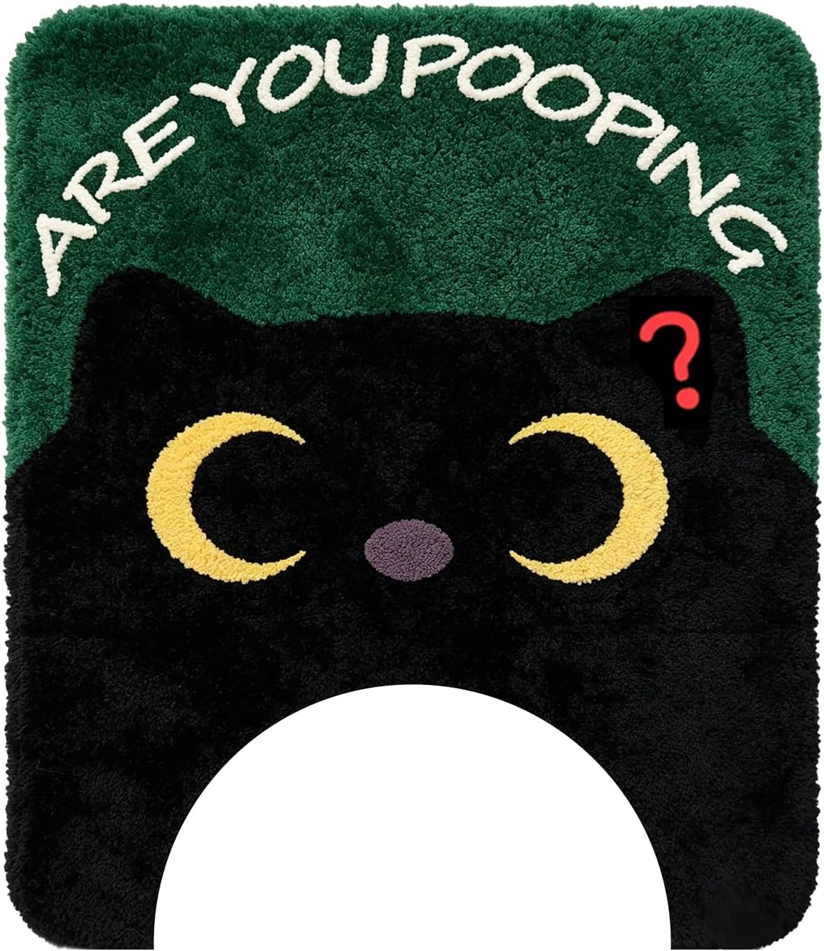 U Shaped Contour Toilet Rug, Non Slip Soft Water Absorbent Bathroom Floor Mat, Machine Washable Decorative Rug for Toilet Base, Cute Black Cat Pattern, 24 x 20 Inch