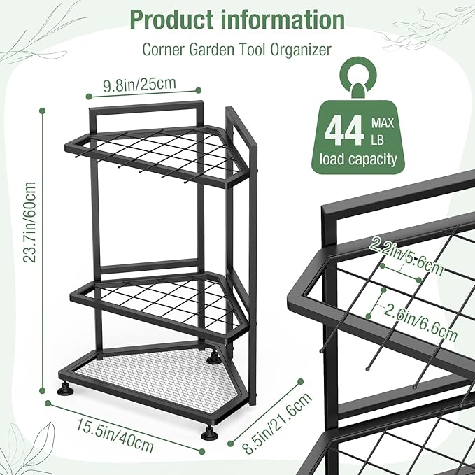 Garden Tool Organizer for Corner, Metal Yard Tool Organizer for Long-Handled - Image 2