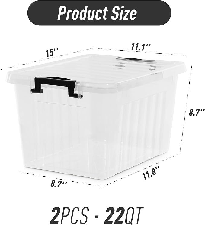Citylife 22 QT Clear Plastic Storage Bins - Image 3