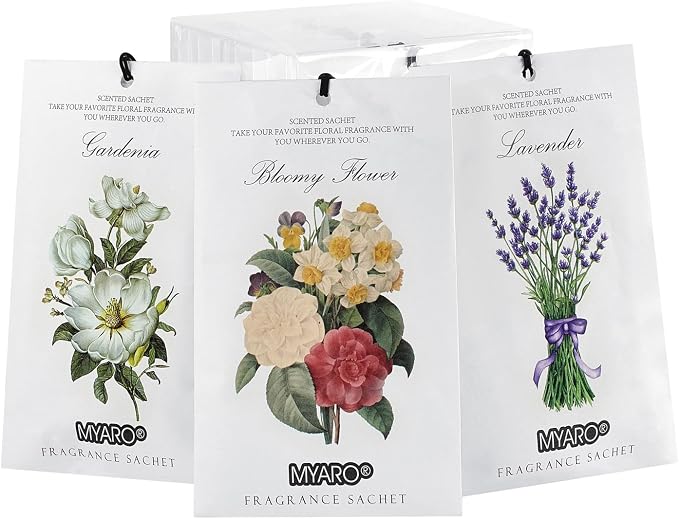MYARO 12 Packs Scented Sachets for Drawer and Closet, Long-Lasting Potpourri by MYARO