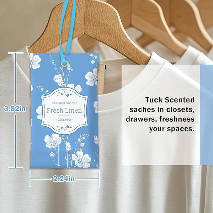 SCENTORINI Scented Sachets for Drawers and Closets, Linen Scent 14 Pack - Image 3