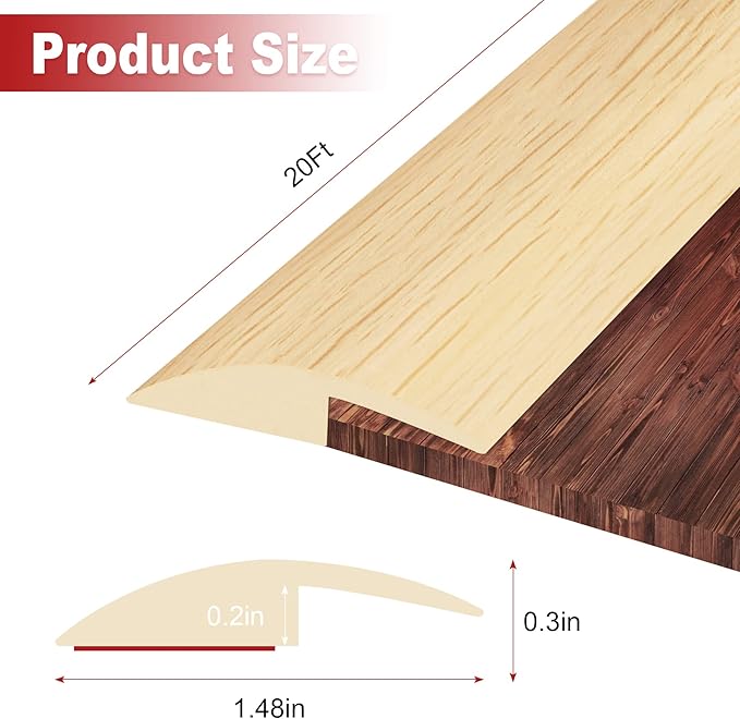 20Ft Carpet Floor Transition Strip, Self Adhesive Floor Edging Trim Strip - Image 2