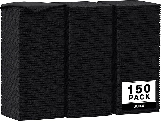 AIDEA Microfiber Cleaning Cloth Black 150PK, Microfiber Towels by AIDEAHOME