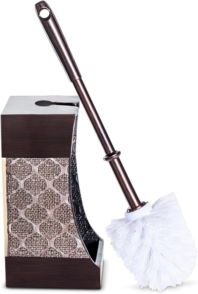 Dahlia Brown Toilet Brush with Holder Set by CreativeScents
