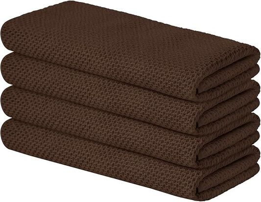 Artoid Mode 100% Cotton Dark Coffee Waffle Weave Kitchen Dish Cloths, 13x28 by ArtoidMode