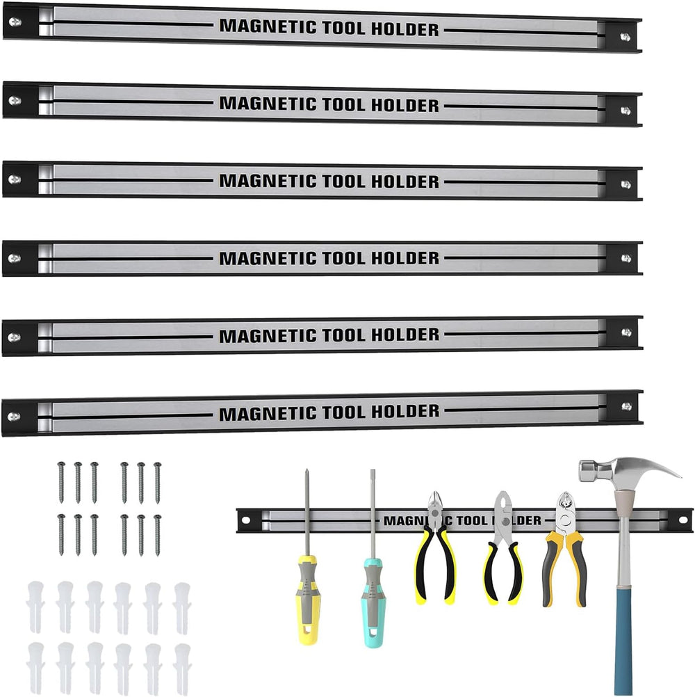 Goplus 6PCS 18" Magnetic Tool Holder, Wall Mounted 176LBS Capacity Magne...