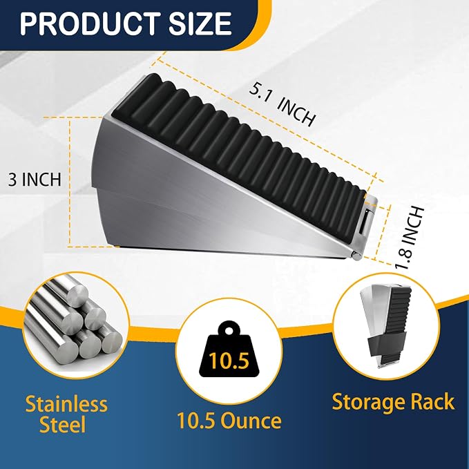 Heavy Duty Door Stopper Adjustable Spring Large Stoppers Wedge, Tall up to 3 - Image 4