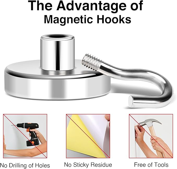 MIKEDE Magnetic Hooks, 80Lbs+ Heavy Duty Magnetic Hooks - Image 5