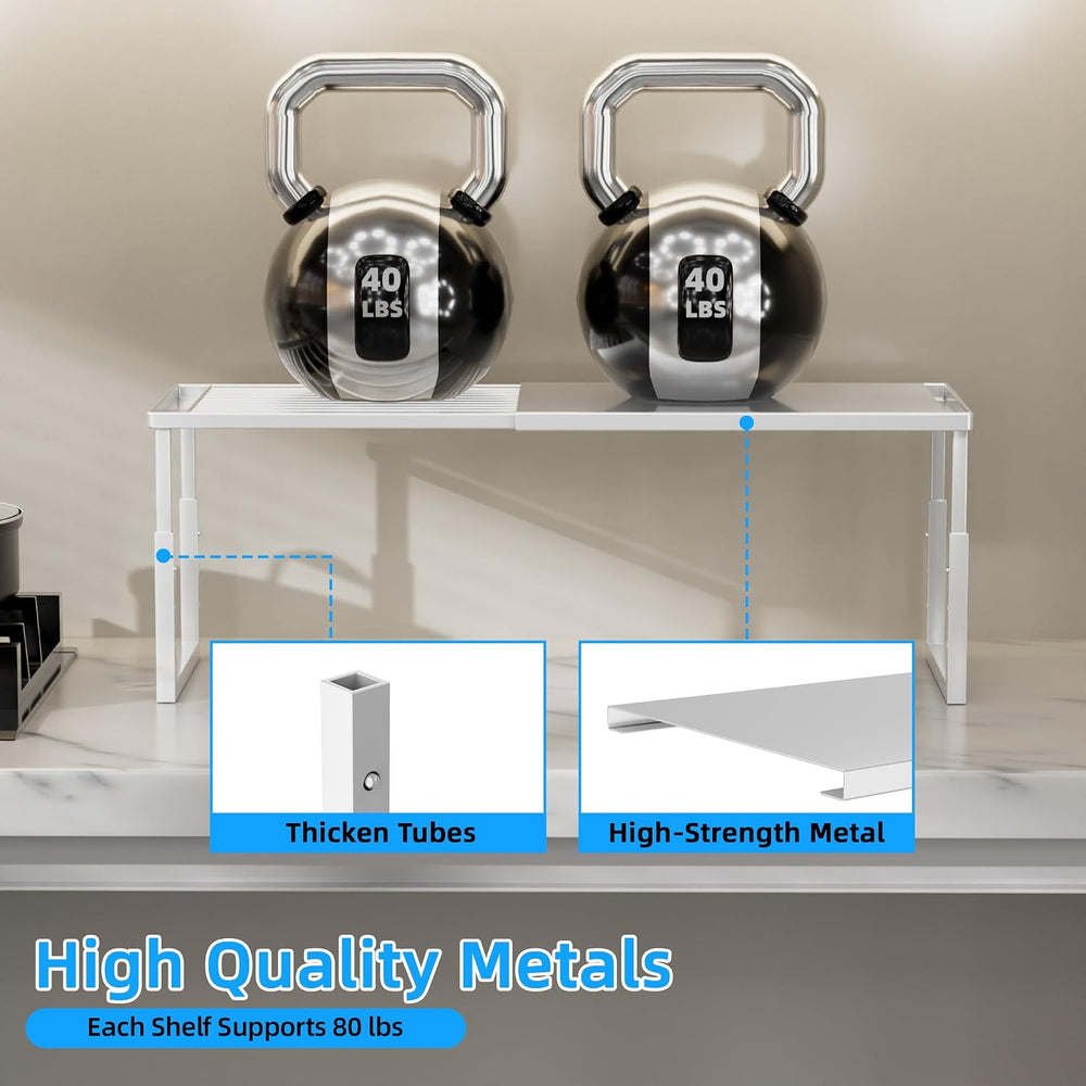Cabinet Shelves, 4 Pack Stackable Shelves for Pantry Storage
