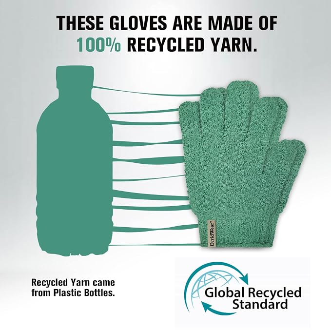 Evridwear Exfoliating Recycled Yarn Eco-Friendly Bath Gloves - Image 2