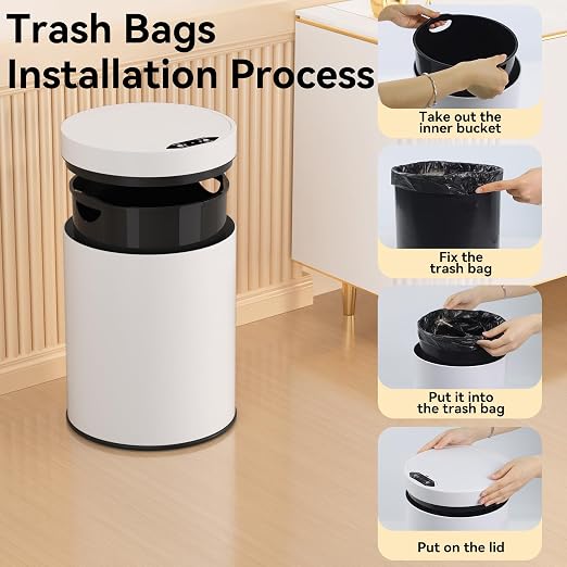 Bathroom Trash Can with Lid 2.6 Gallon Stainless Steel TrashCans Automatic - Image 4