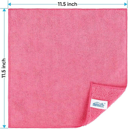 HOMEXCEL Pink Microfiber Cleaning Cloth, 12 Pack Premium Microfiber Towels - Image 2