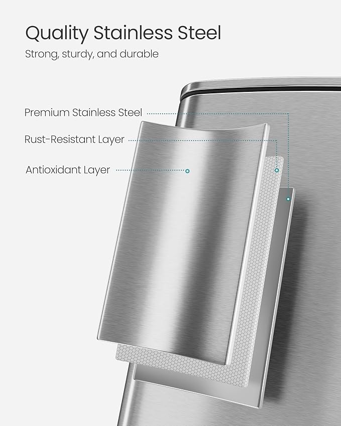 SONGMICS Kitchen Trash Can, 5.2-Gallon Trash Bin, Stainless Steel Garbage Can - Image 4