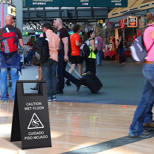 Kigley 2 Pcs Wet Floor Sign, 17 Inch Stainless Steel Caution Wet Floor Sign - Image 5