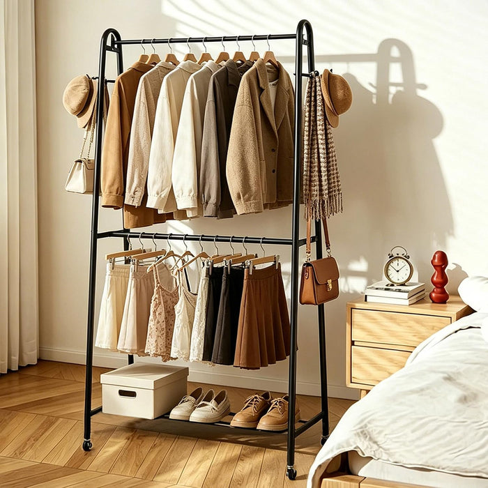 Heavy Duty Clothes Rack with Wheels, Garment Rack