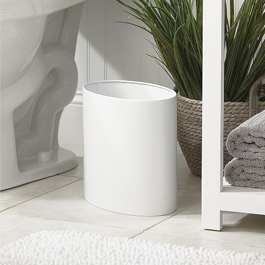 mDesign Stainless Steel Metal Oval Trash Can, 7.9 Liter/2.09 Gallon Wastebasket - Image 2