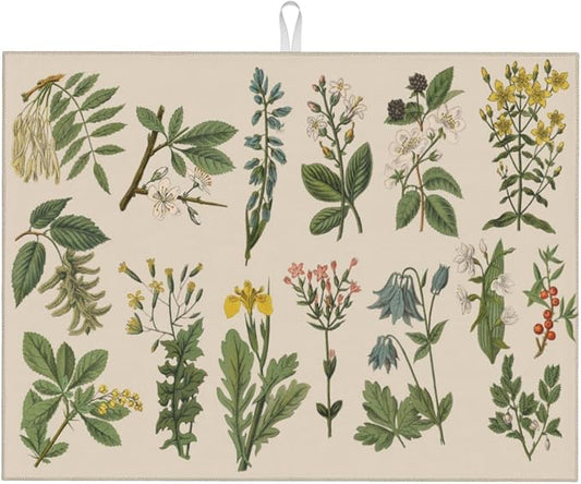 Vintage Color Plants Herbs Floral Microfiber Dish Drying Mat by GOCGRVOfficialOnline