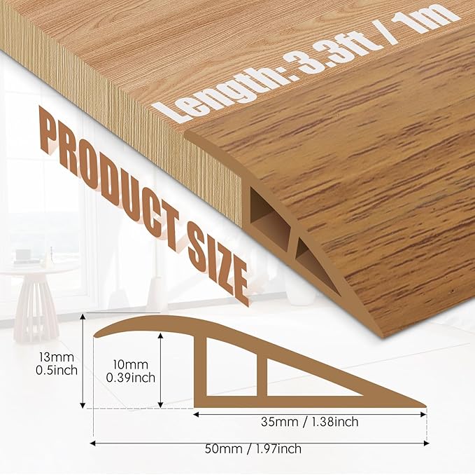 Floor Transition Strip Door Threshold 39" Floor Transition Reducer Trim on The - Image 2