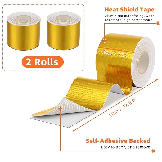 Zonon 2 Rolls Aluminum Foil Tape Heat Shield Tape Barrier Adhesive Reflective - Image 4