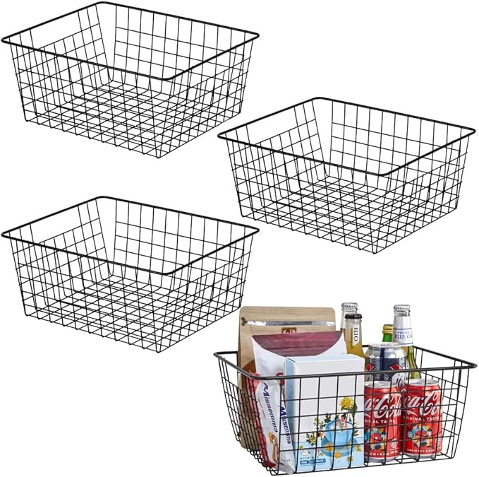 Kitchen Wire Baskets Farmhouse Decor Metal Food Storage Organizer, Household