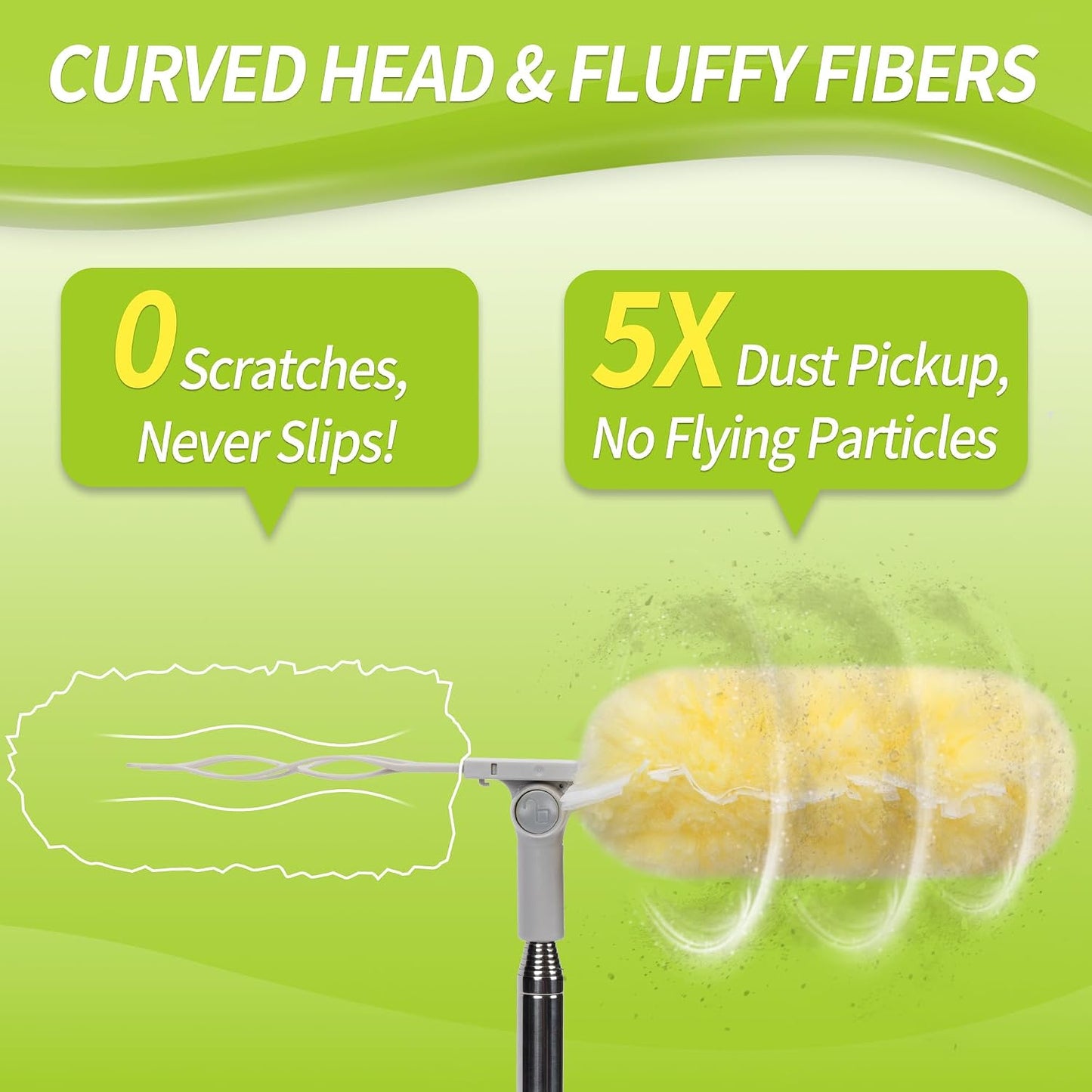 IVYROLL Dual Head Duster with Extended Handle 6 ft, Lockable Extendable Duster Kit with Extension Pole for High Ceiling Fan & Wall, 8 Refills