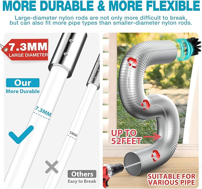 Sealegend 47-Piece 52-Feet Dryer Vent Cleaner Kit, Dryer Cleaning Tools - Image 2