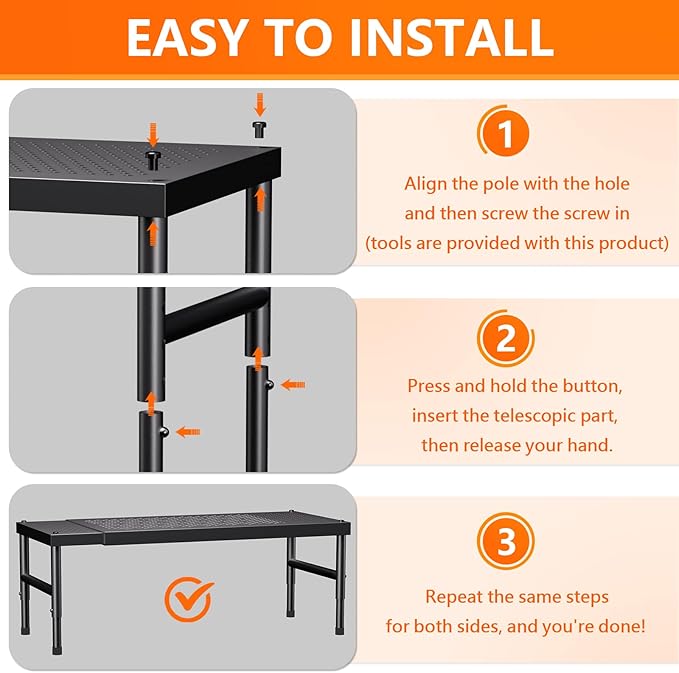 Expandable adjustable stackable kitchen organizer, Spice Racks, Counter Shelf - Image 5