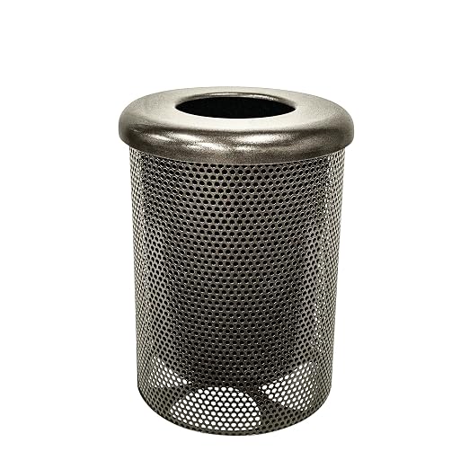 COATEDOUTDOORFURNITURE 32-Gallon Heavy-Duty Punched Steel Round Trash Receptacle by CoatedOutdoorFurniture