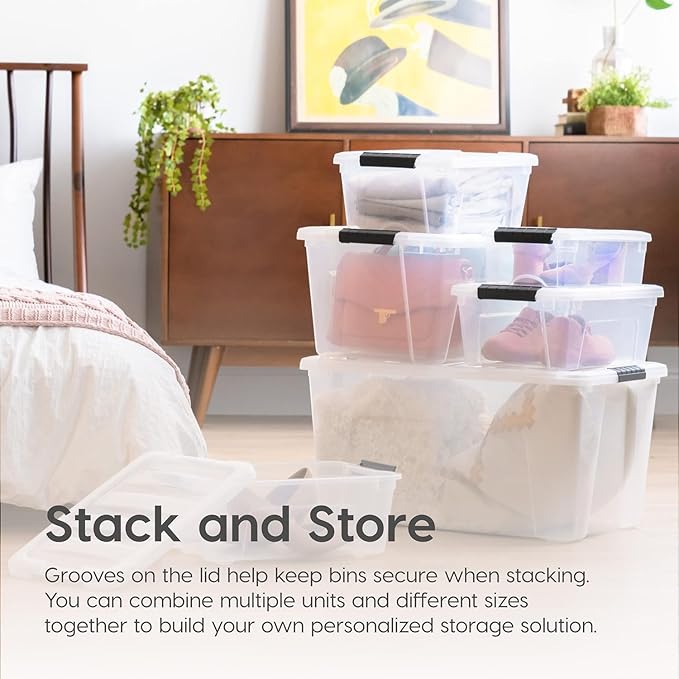 IRIS USA 13 Qt Stackable Plastic Storage Bins - Image 4