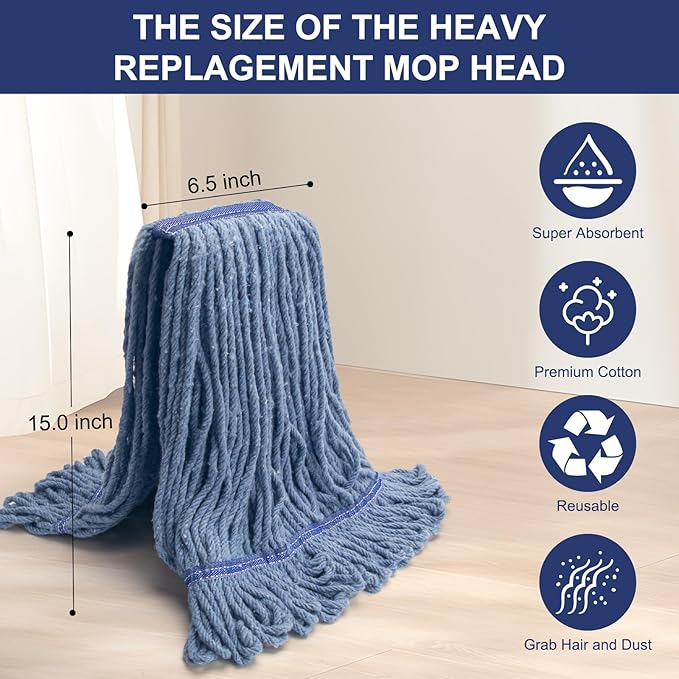 KeFanta 3 Pack Heavy Duty Commercial Mop Head Replacement, Wet Industrial - Image 5