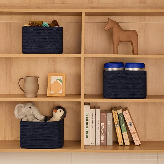 Small Organizing Baskets for Cubes Shelf, 9.7x9.7x7.1 Inch Rope Woven Storage - Image 4