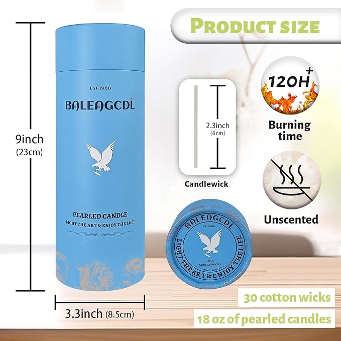 Unscented Light Green Pearled Candle 18oz Luxury Sand Candle Granulated Wax - Image 2