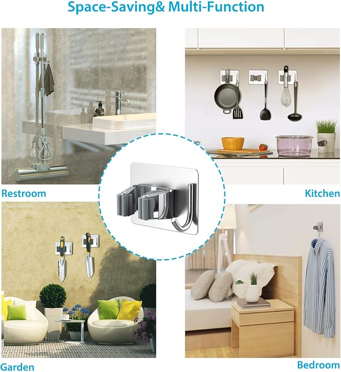 Mop Broom Holder No Drill, Mop Broom Organizer Wall Mounted Heavy Duty - Image 8