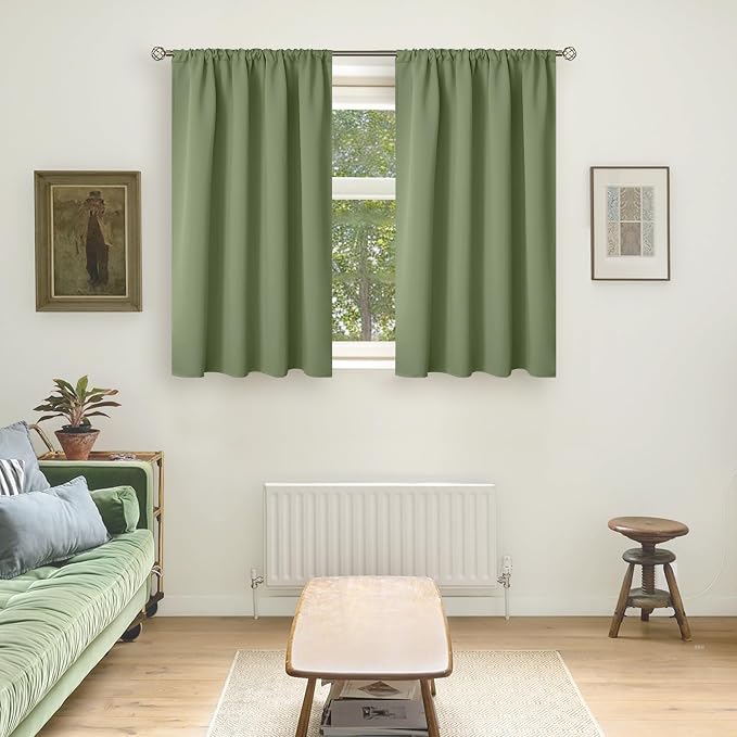 BGment Olive Green Blackout Curtains 45 Inch Length - Image 2